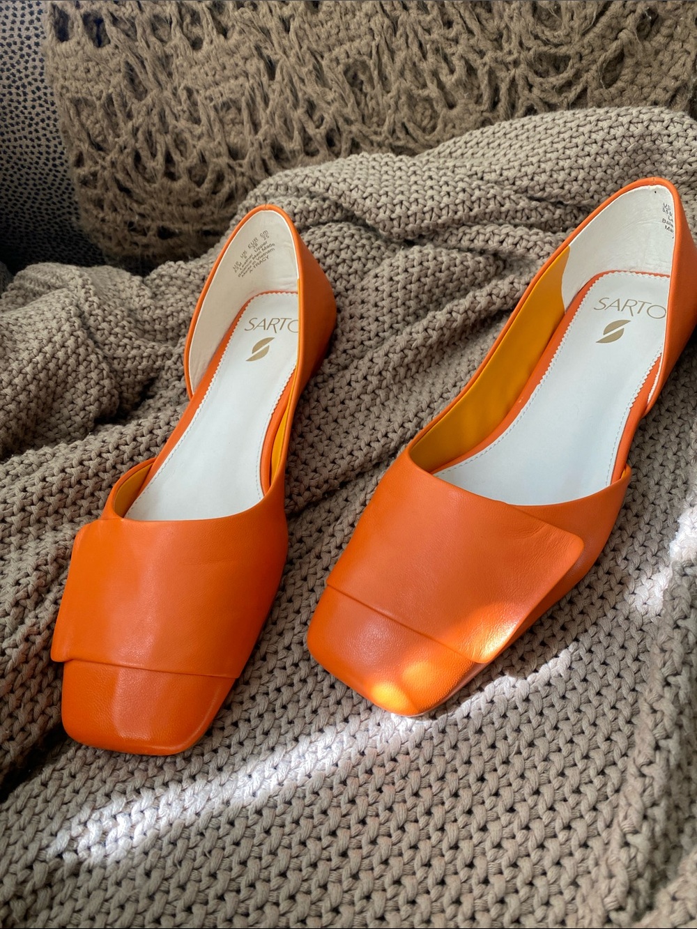 Franco Sarto Tracy orange leather flats 8.5 NEW